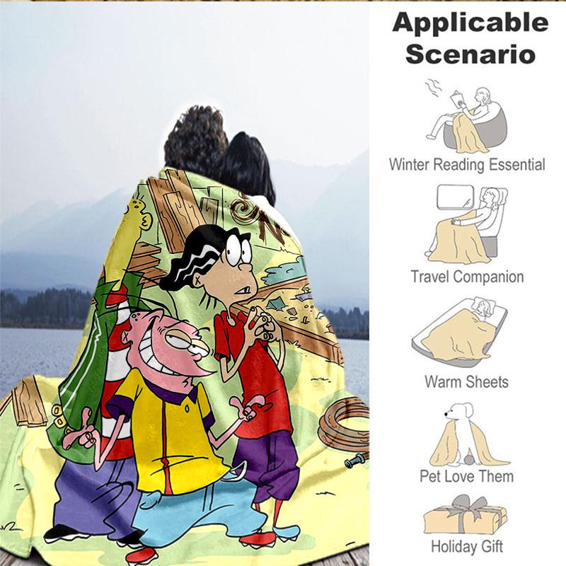 1PC Custom Name Blanket Edd Eddy Adventure Flannel Blankets Patterns Throw Blanket All-Season Soft Gift for Couch, Bed, Camping, Birthday Gifts