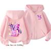 Little Girls Hoodie Zip Up Cute Pony Girls Fall Hooded Jacket Zip Little Pony Autumn Pullover Casual Hoodie Size 100-160