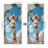 1pcs Self Adhesive Removable Vinyl Door Stickers Creative Giraffe Breaks Wall and Begins with 3D Visual Effects Home Decoration