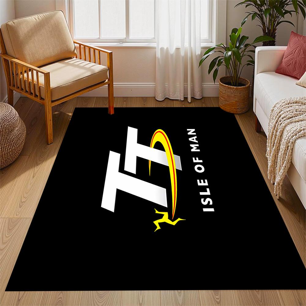 Isle Of Man Tt Course Map Themed Anti-Slip Rugs - Polyester Home Decor, Suitable for Bedrooms, Living Rooms, Doorways, Studios, and Decorations
