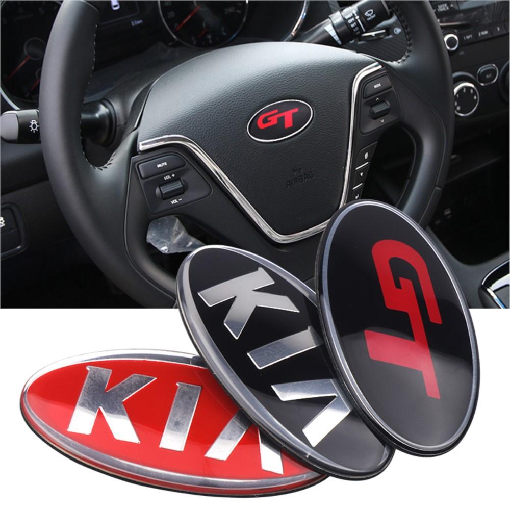 8.5*4.3cm Aluminium Emblem Decal Car Steering Wheel Center Badge Sticker For KIA K2 K3 K5 KX5 GT Rio Optima Sorento Accessories