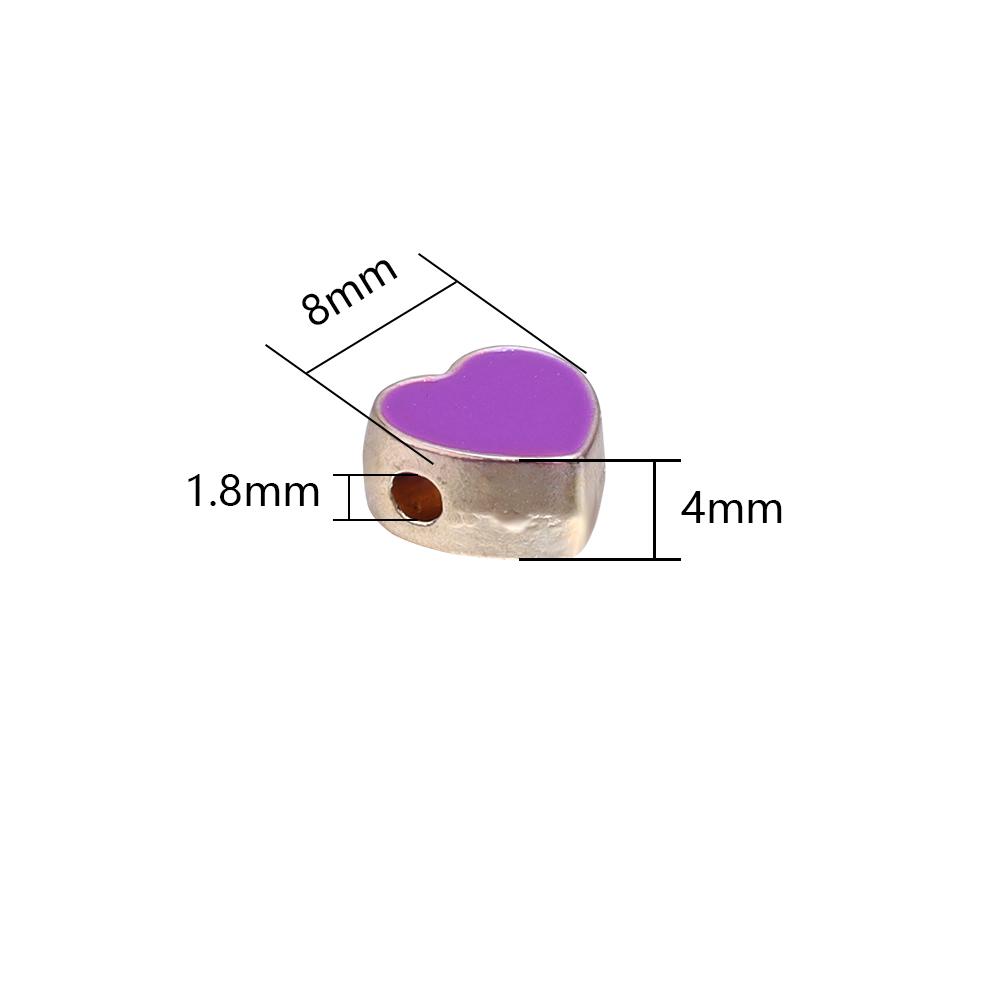 10pcs/lot 8mm Alloy Double Sided Love Heart Beads Multicolor Enamel Loose Spacer Beads For DIY Jewelry Making Necklace Bracelets