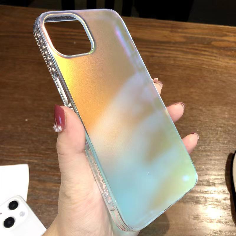 Husă colorată cu gradient laser pentru mobil iPhone 16 Pro Max, carcasă moale mată Aurora, se potrivește și pentru iPhone 13/8 Plus.