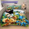 Dinosaurier Abenteuer Wald Druck 3-teiliges Bettwäsche-Set Bettbezug mit 2 Kissenbezügen Zuhause Geburtstagsgeschenk