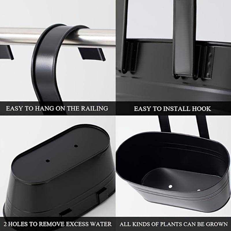Eisen Hängeblumentöpfe Hängepflanzgefäße für Außenpflanzen Metall Geländer Zaun Pflanzgefäß mit Drainagelöchern und Haken