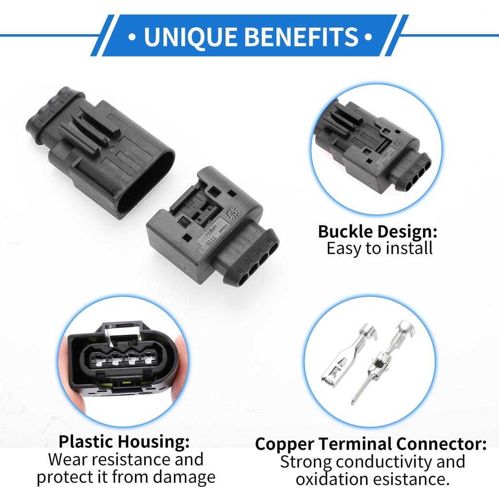 VekAuto Compatible 4 Pin Ignition Coil Connector Plug Kit Waterproof