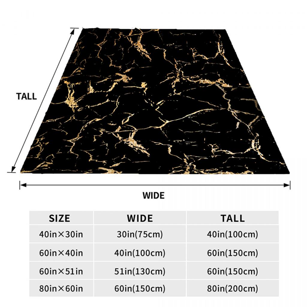 1pc Black Blanket Veined Marble Printed Luxury Comfortable Flannel Blanket for Home Living Room Bedroom Decoration Birthday Gift