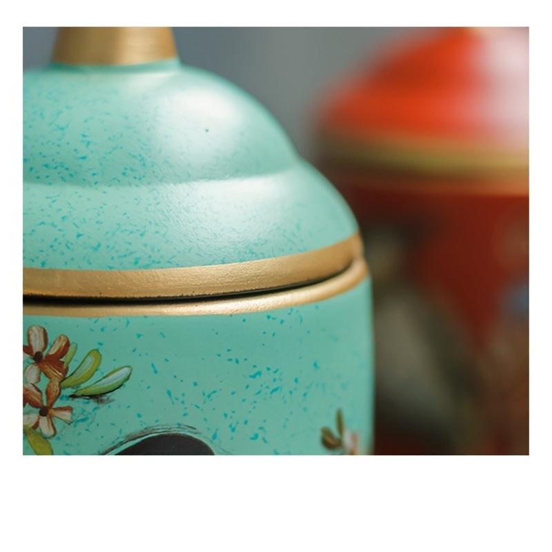 1pc Decorative Ceramic Storage Jar with Lid, Bird Design, Food-Safe Porcelain Tea/Coffee Canister