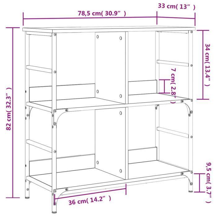 VidaXL Bibliothèque chêne sonoma 78,5x33x82 cm bois d'ingénierie 835245