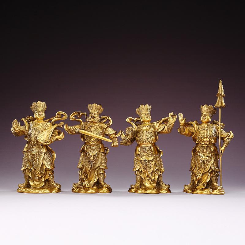 Tongtianxia Brass Heavenly Ornaments Four Great Kings Holding The Kingdom Growth Wide Eyes Multi-Eared King