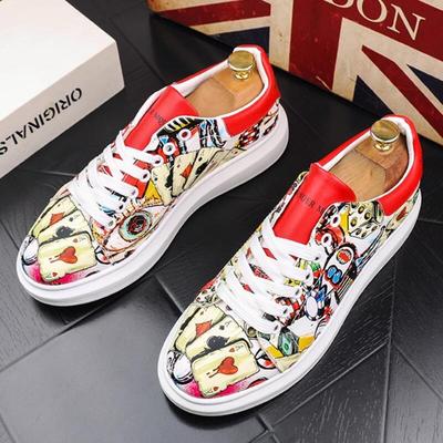 New Men's Casual Shoes Thick Sole Graffiti Breathable Shoes Men's Luxury Driving Shoes Tenis Masculino B4