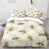 Bee Duvet Cover Set Watercolour Painting Cartoon Cute Wildlife Comforter Cover King Queen for Kids Girl Polyester Bedding Set