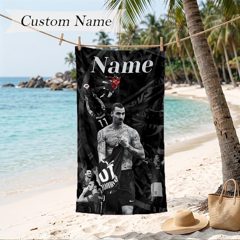 Zlatan Custom Name Printed Beach Towel Personalized Soft Towel For Swimming Beach Travel