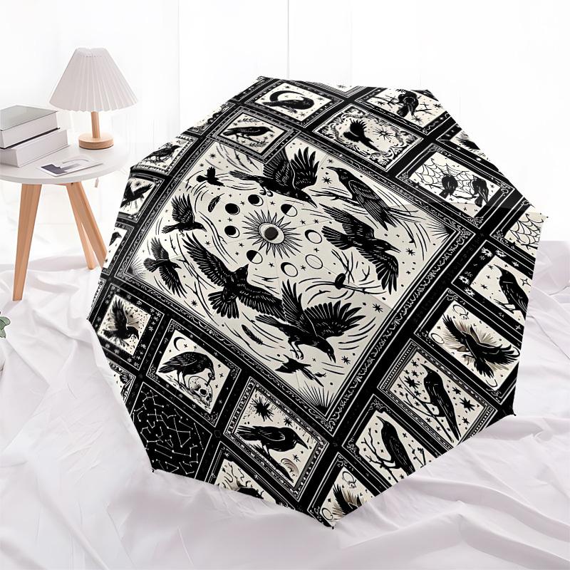 1PC Crows Raven Umbrella-8-Rib Reinforced, Automatic Open, Lightweight & Durable, Fashion Accessory for Outdoor, Beach L0425