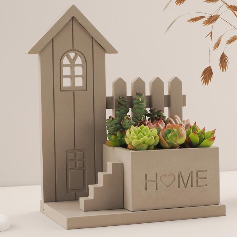 House Shaped Silicone Candle Holder Moulds for Epoxy Resin, Candle Container, Home Decoration, Succulents Planter Molds