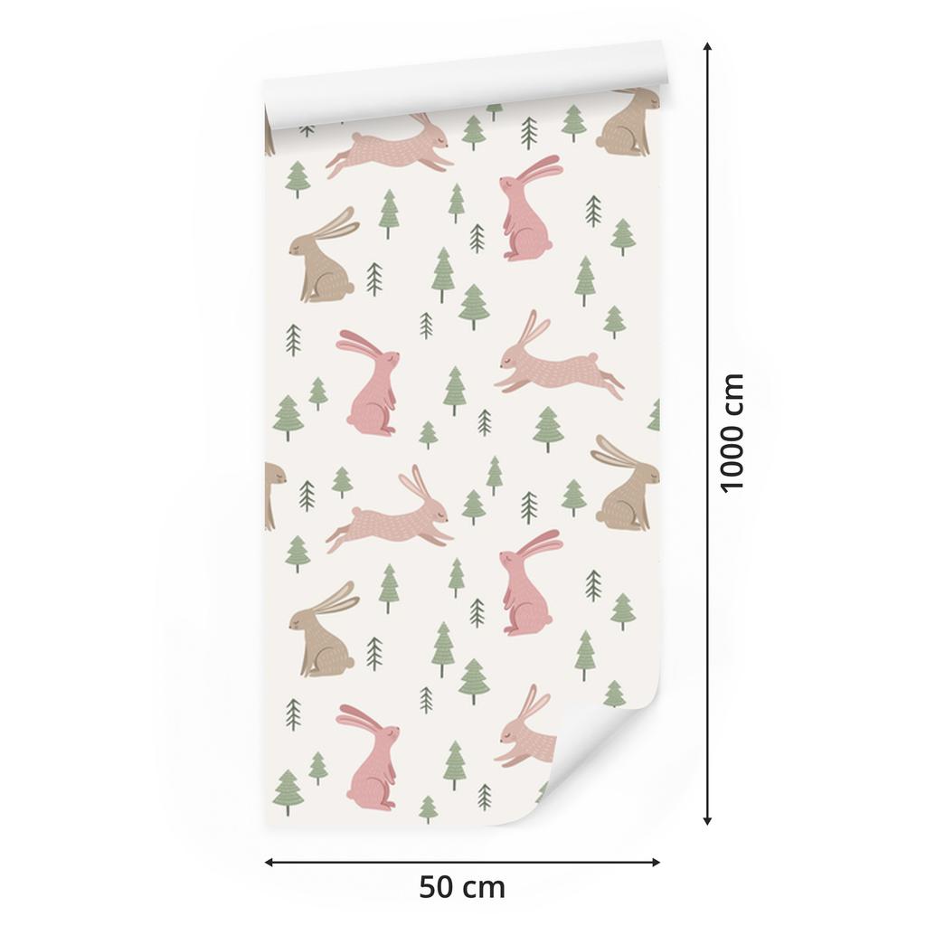 Beautiful Bunnies Wallpaper for Living Room and Bedroom 50x1000