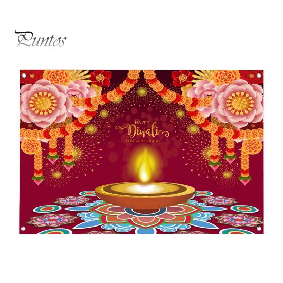 Happy Diwali Backdrop Banner Vibrant Color Create Atmosphere Festive Photo Decoration Banner for Diwali Parties Celebrations