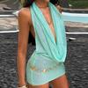 Summer New Women's Clothing Sexy Backless Neck Straps Knitted Dress Hip Wrap Short Skirt Women
