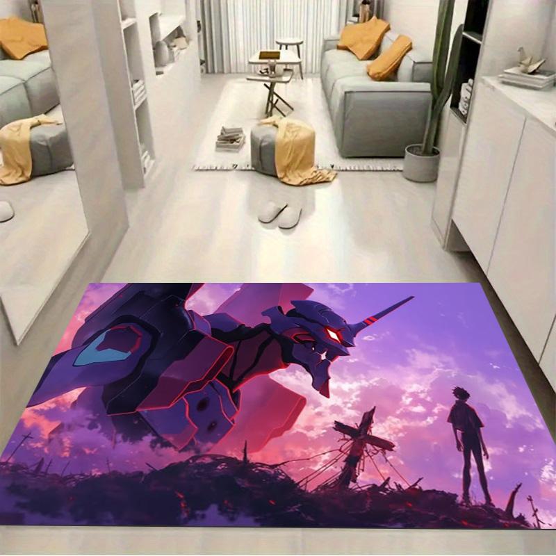 Neon Genesis Evangelion Unit 01 Area Rug, EVA Mecha Floor Mat, Non Slip Carpet for Living Room Bedroom, Anime Home Decor Indoor Rug