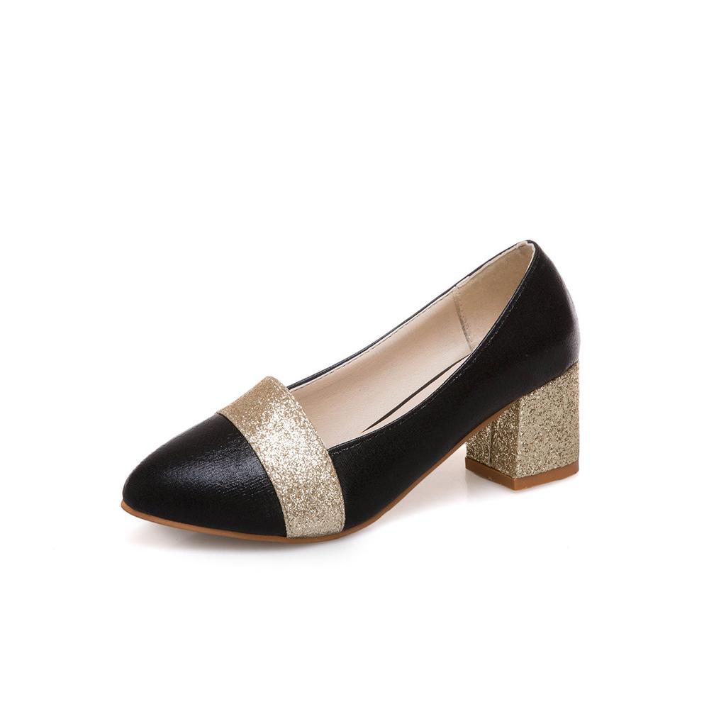 Spring new large size high heels pointed single shoes shallow mouth