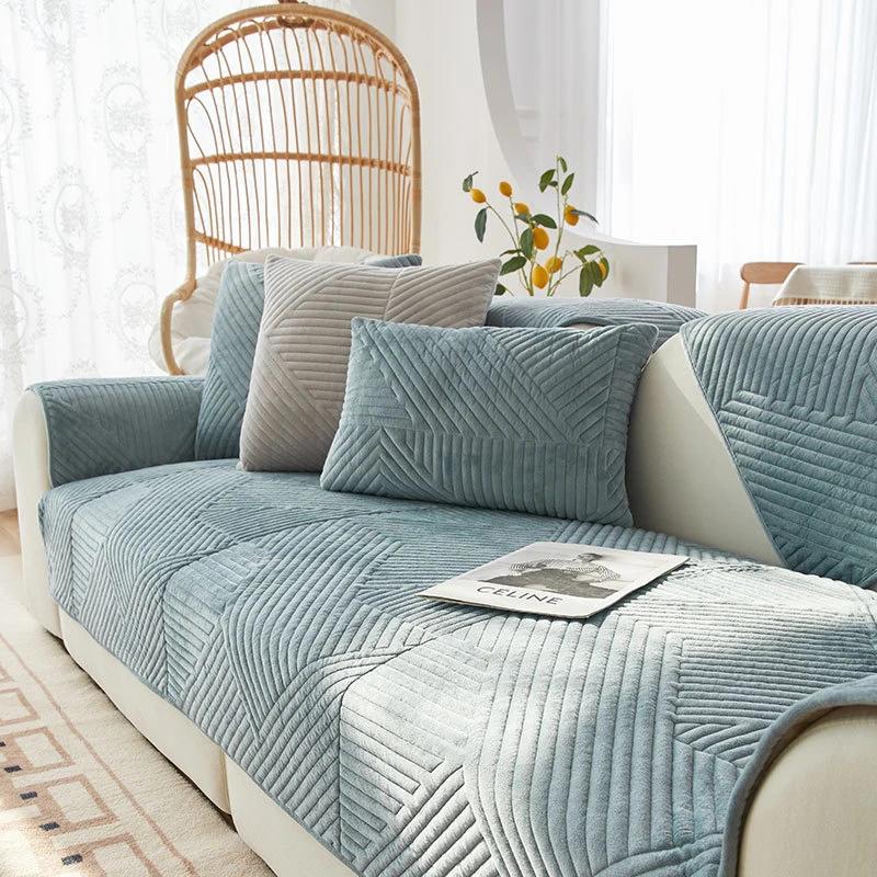 Living Room Sofa Cover Cotton Couch Cover Jacquard Nordic Sofa Cushion Four Seasons Daybed Towel L-shaped Sofa Protective Case
