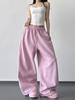 Women's Spring 2026 Loose Wide-Leg Drawstring Casual Pants - Slimming & Trendy Sportswear