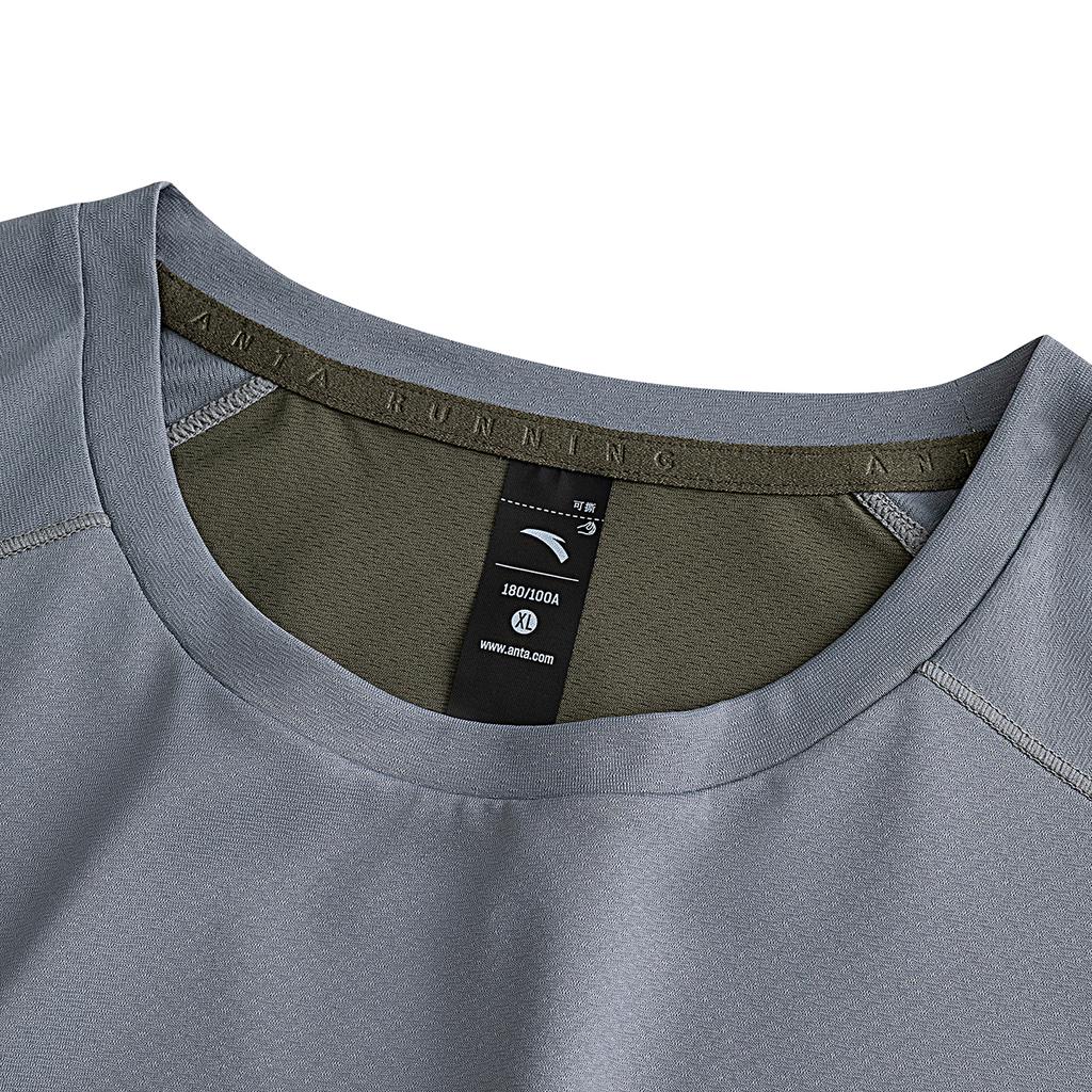 Anta Mens Short Sleeve Knitted T-Shirt Summer 2026 Men tops Gray Green 952625110-1