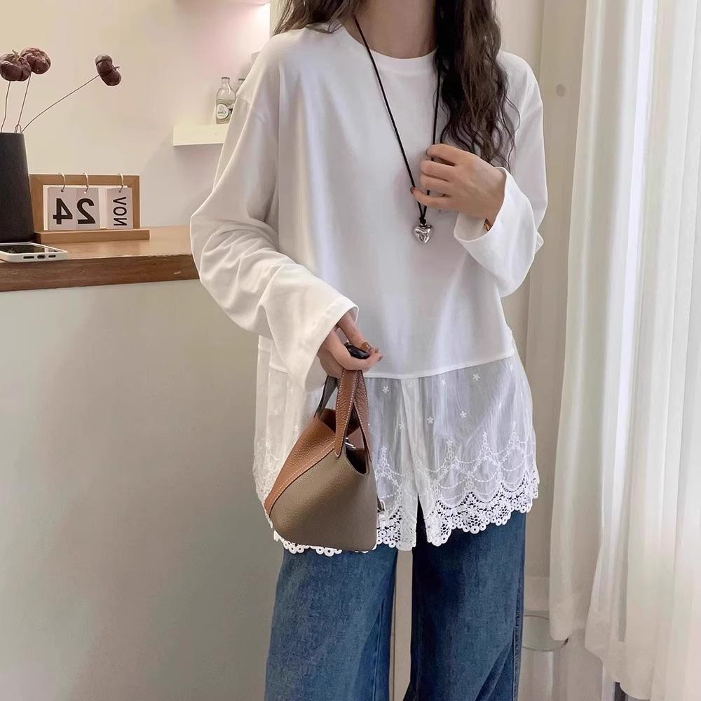 2024 Ribbed Velvet Long Sleeve T-Shirt - Korean Style Women's Spring/Autumn Top