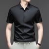Summer Men Short Sleeve Button Up Shirt Ice Silk Casual Business Formal Shirt Breathable Wrinkle Free