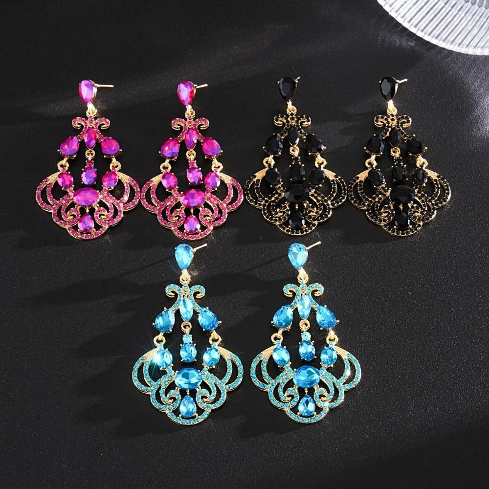 Exaggerated Rhinestone Drop Earrings Exquisite Statement Earrings  Anniversary