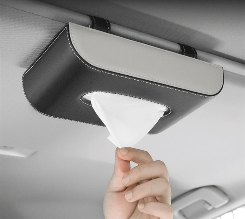 Stylish leather car tissue tissue convenient accessory for your sun tissue tissue holder cover, box, holder, car, visor, box, (beige)