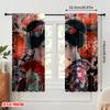 2 szt., druk płaski 2D Popularne zasłony Spotkanie kwitnącej gejszy Trwała tkanina 100% poliester (bez pręta) Dekoracje wewnątrz