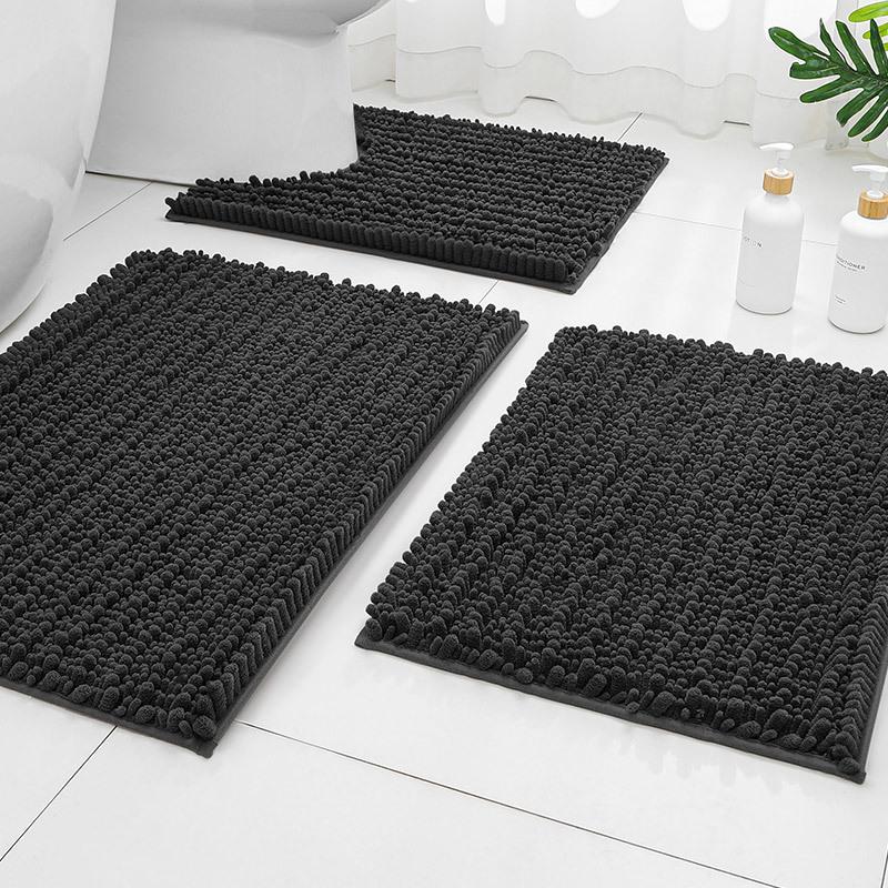 Chenier Solid Color Long Hair Bedside Mat Bedroom Carpet Bathroom Absorbent Floor Mat Bathroom Non-Slip Foot Mat Toilet Door Mat