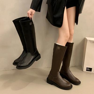 Damen Petite High-Top Vielseitige Reitstiefel 2024 Neu Herbst/Winter Dicke Sohle Langer Schaft Schlankmachende Stiefel Gummi Obermaterial