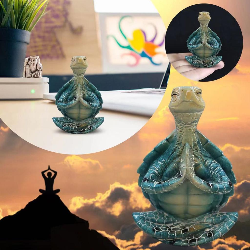 Resin Craft Meditation Turtle Statue Home Garden Office Sculptures Peacefulness Meditating Turtle Figurine Ornament Decoration