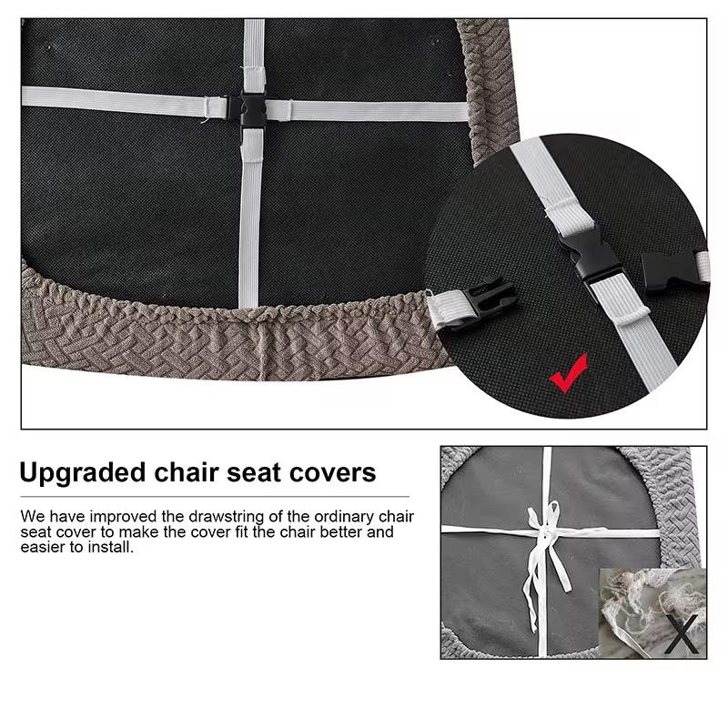 Jacquard Waterproof Stretch Chair Seat Cover Removable Elastic Upholstered Dining Chair Cushion Slipcovers Washable Seat Covers