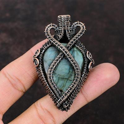 Labradorite Pendant Copper Wire Wrapped Jewelry Handmade Pendant Labradorite Jewelry For Gift Wrapped Gemstone Pendant Unique Copper Jewelry