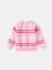 2026 Autumn Kids' Pink Striped Knit Cardigan – Girls' Single-Breasted Sweater