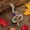 SKEDS Women Men Fashion Exquisite Colorful Rhinestone Snake Brooch Pin Elegant Lady Crystal Shining Animal Badges Corsages