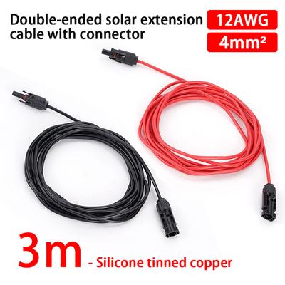 3M/5M Doppelseitige Solarmodul-Kabelverlängerung PV-Kabelstecker Stecker 4mm2 12AWG 1000V/1500V PV DC Photovoltaik Silikonleitung