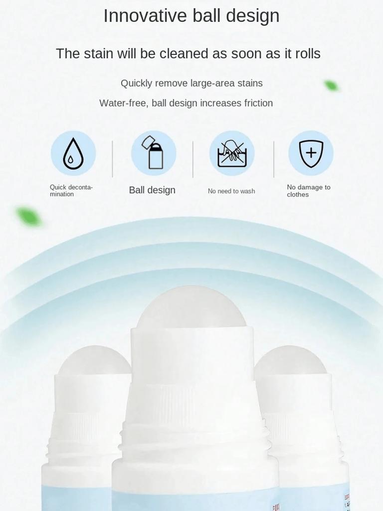50ml Clothing Stain Removal Rolling Bead Portable Washing-Free Emergency Fast Clear Cleaner for Small Greasy Filth on T-Shirt