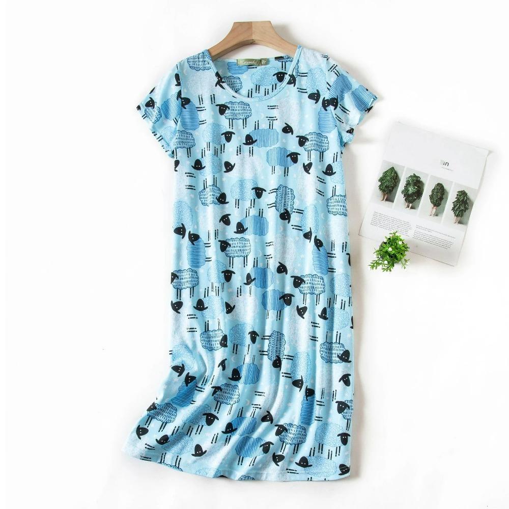 Fashion Casual Women Dress Short Sleeve Sleepwear Dresses Loose Fit Nightwear Home Clothes Nightie Loungewear Dresses