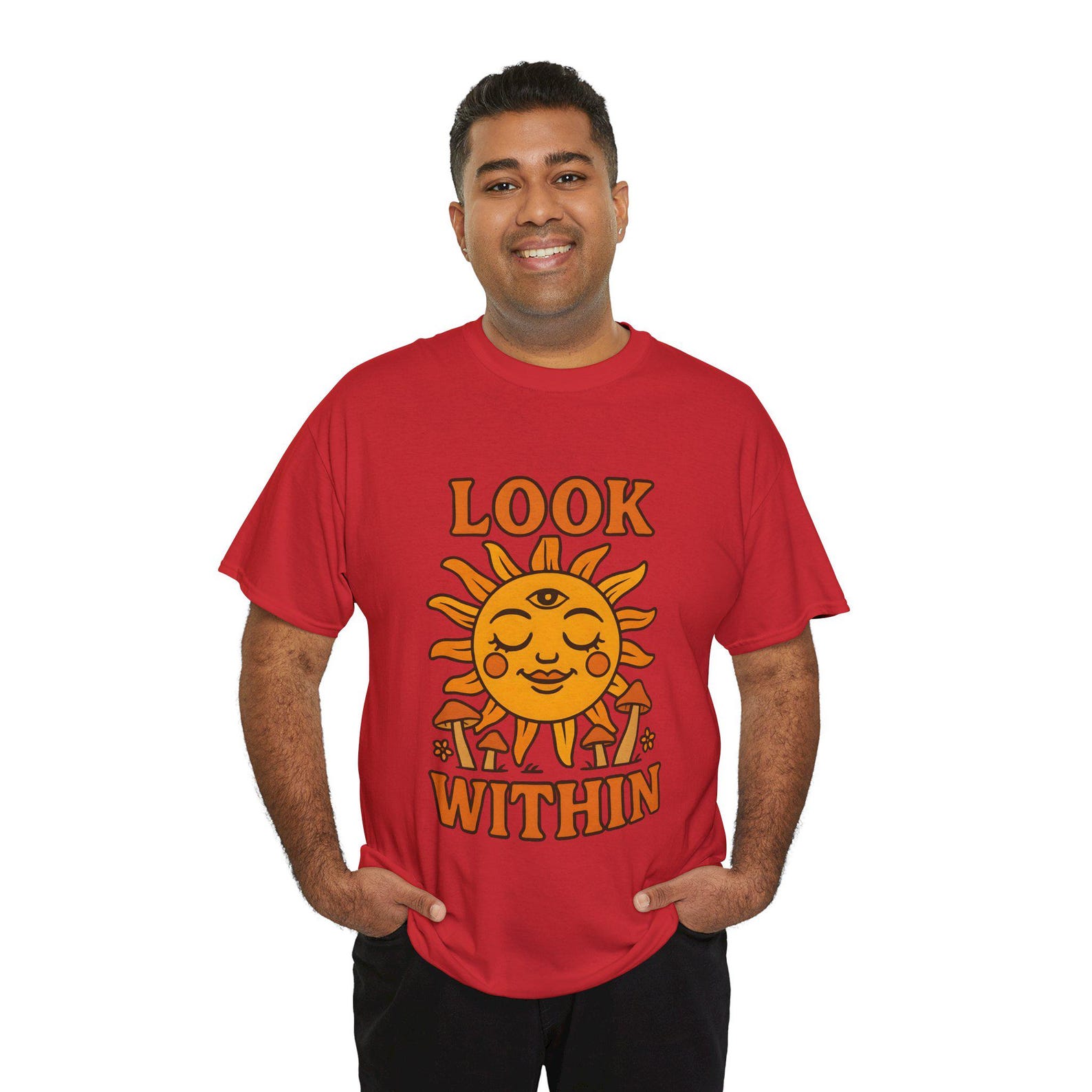 Spiritual Sunshine Tee: Vintage Sun Graphic, Positive Affirmation 3XL