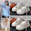 Leather Platform White Shoes Women's 2025 New Mesh Breathable Mesh Shoes Sweet Versatile Student Casual Lightweight Board Shoes