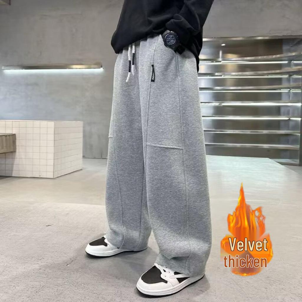 

Теплые зимние спортивные штаны на флисе для мальчиков - Доступны модели прямого или широкого кроя 120cm (Recommended 30-40 jin)