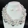Vintage Faux Pearl Necklace 1 Set Chunky Jewelry, Beaded Choker And V-neck Accessory Earrings, Metallic for Women Dinner Parties Wedding Statement