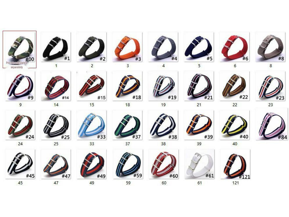 NATO Solid Color Nylon Canvas Watch Band, 24mm Integrated Strap