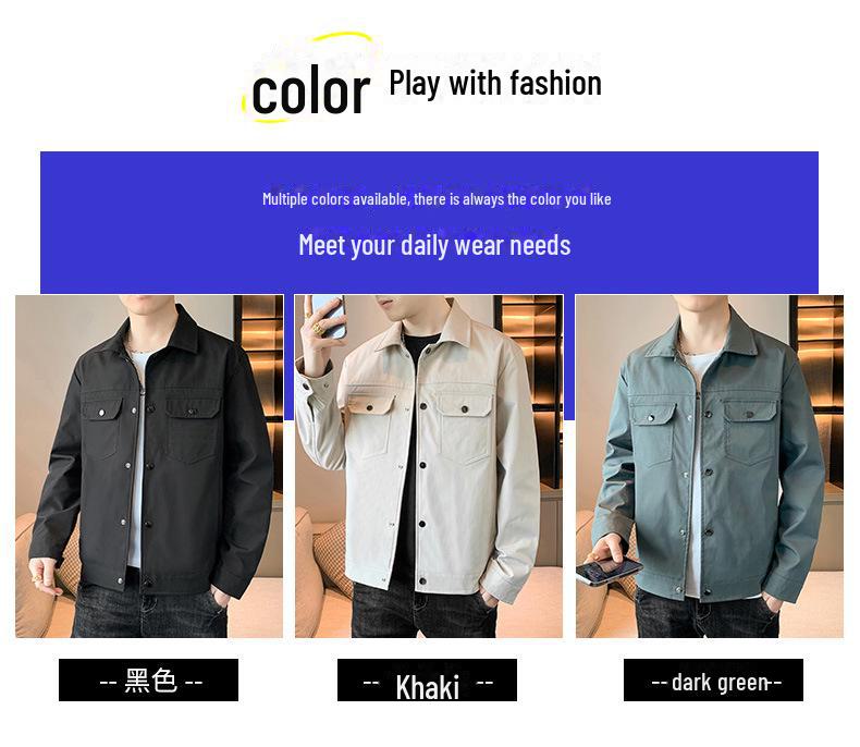 Men's High-End Lapel Casual Jacket: Trendy Short Windbreaker for Spring & Autumn