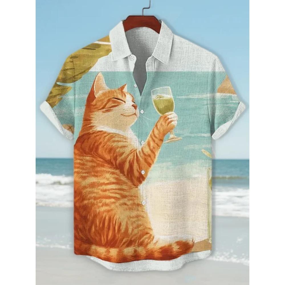 Men's Beautiful Graphics Shirts Short Sleeve Button Down Lapel Shirts For Summer Oversized Tops Vacation Casual Hawaiian Shirts