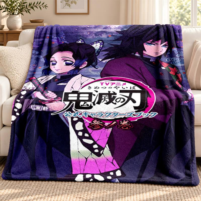 Akaza Demon Slayer Blanket Flannel Blanket Soft Cozy Plush Throw for Sofa Bed Lightweight Home Decoration Outdoor Camping